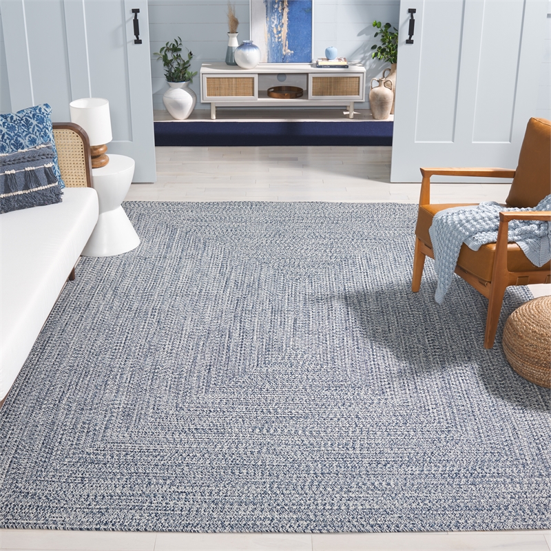 Safavieh Braided 9' X 12' Hand Woven Rug in Navy / Ivory