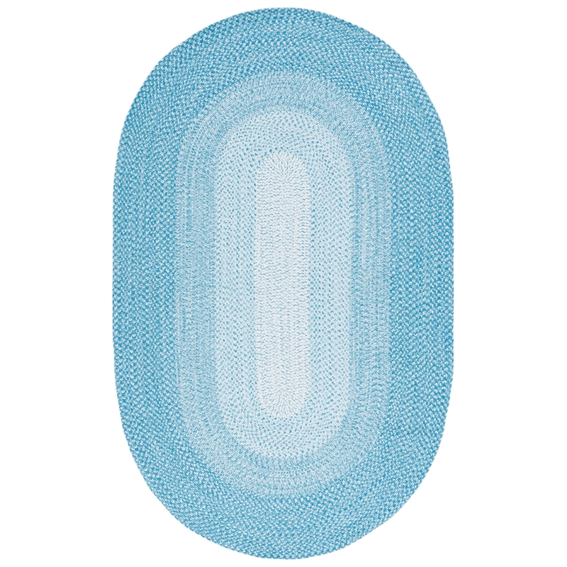 Safavieh Braided 3' X 5' Oval Hand Woven Rug in Aqua / Ivory
