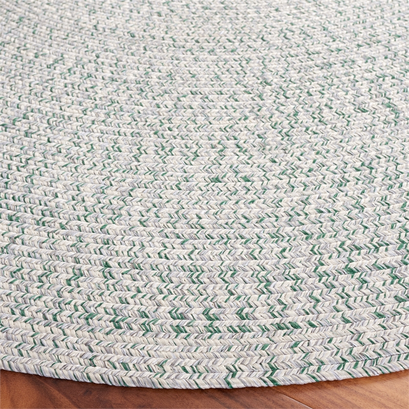 Safavieh Braided 6' X 6' Round Hand Woven Rug in Ivory / Green
