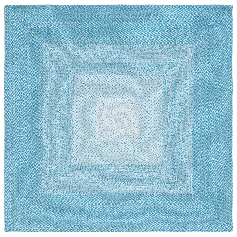 Safavieh Braided 6' X 6' Square Hand Woven Rug in Aqua / Ivory