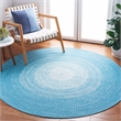 Safavieh Braided 7' X 7' Round Hand Woven Rug in Aqua / Ivory