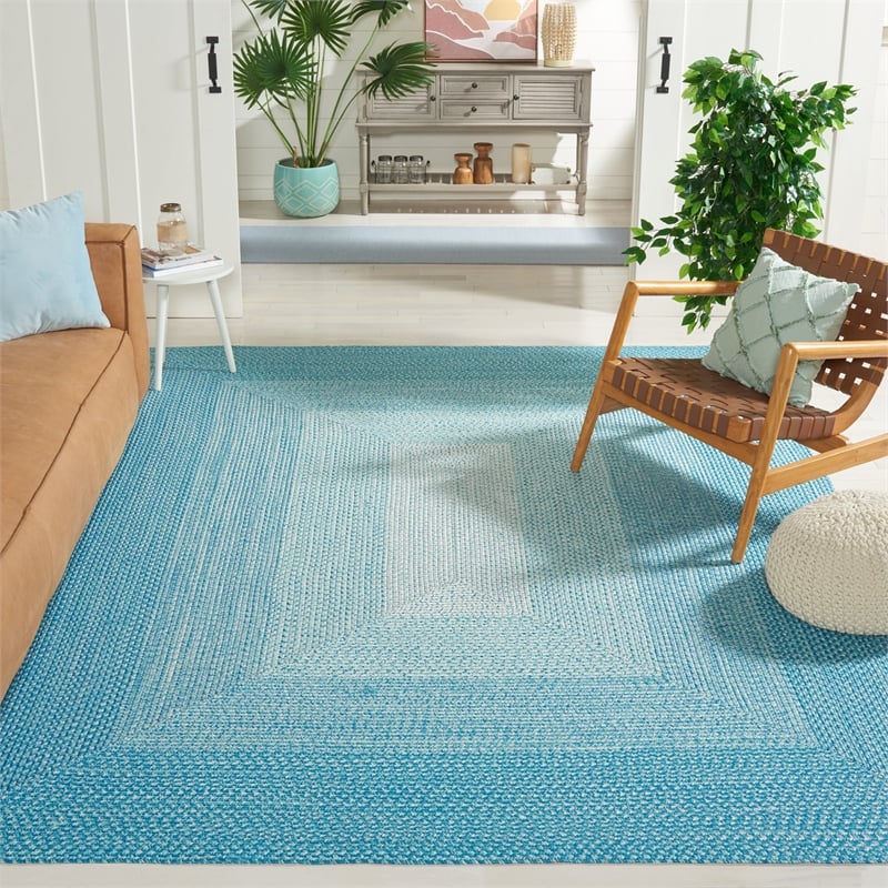 Safavieh Braided 8' X 10' Hand Woven Rug in Aqua / Ivory