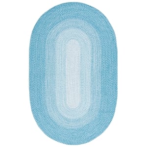 Safavieh Braided 8' X 10' Oval Hand Woven Rug in Aqua / Ivory