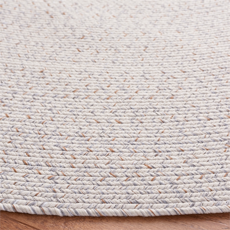 Safavieh Braided 3' X 3' Round Hand Woven Rug in Ivory / Light Gray