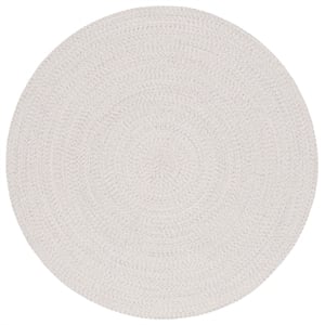 Safavieh Braided 3' X 3' Round Hand Woven Rug in Ivory / Light Gray