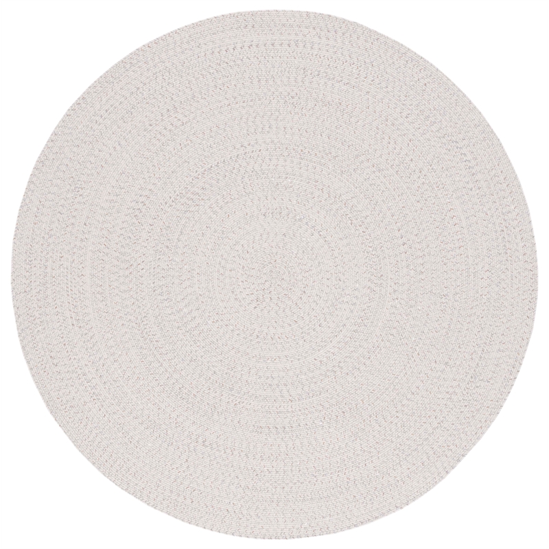Safavieh Braided 4' X 4' Round Hand Woven Rug in Ivory / Light Gray