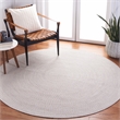Safavieh Braided 4' X 4' Round Hand Woven Rug in Ivory / Light Gray