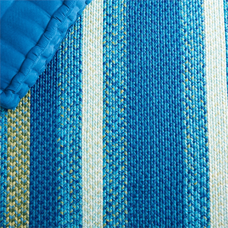 Safavieh Braided 3' X 3' Round Hand Woven Rug in Aqua / Green