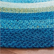 Safavieh Braided 4' X 4' Round Hand Woven Rug in Aqua / Green