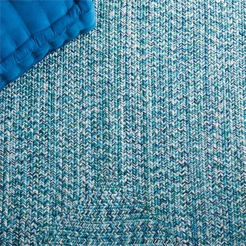 Safavieh Braided 3' X 3' Round Hand Woven Rug in Teal / Green
