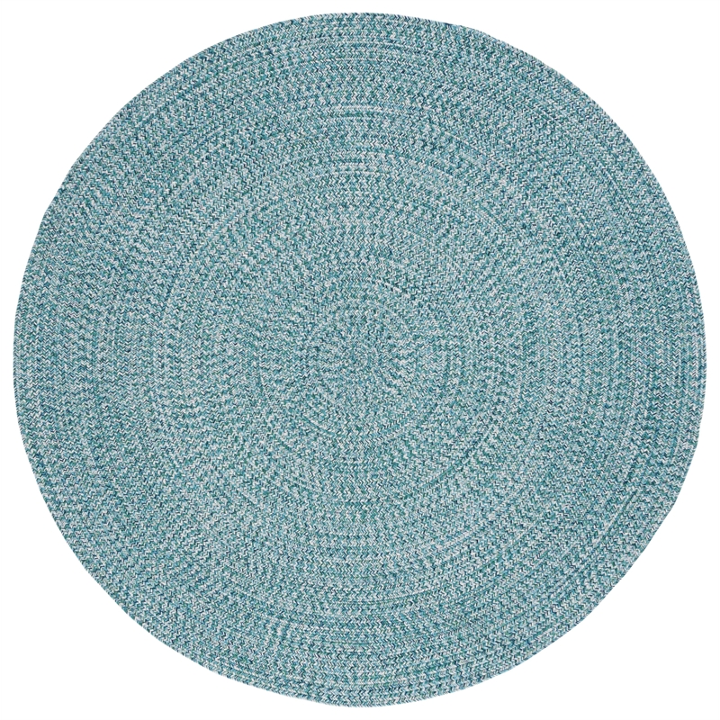 Safavieh Braided 3' X 3' Round Hand Woven Rug in Teal / Green