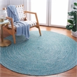Safavieh Braided 4' X 4' Round Hand Woven Rug in Teal / Green