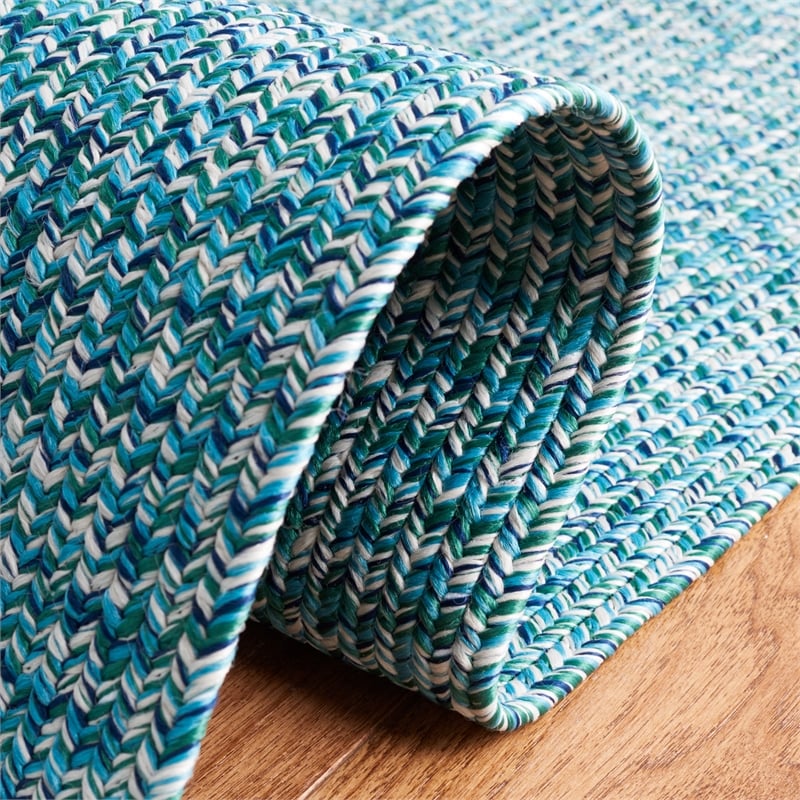 Safavieh Braided 4' X 4' Round Hand Woven Rug in Teal / Green