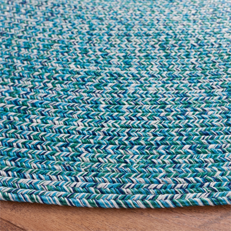 Safavieh Braided 5' X 5' Round Hand Woven Rug in Teal / Green