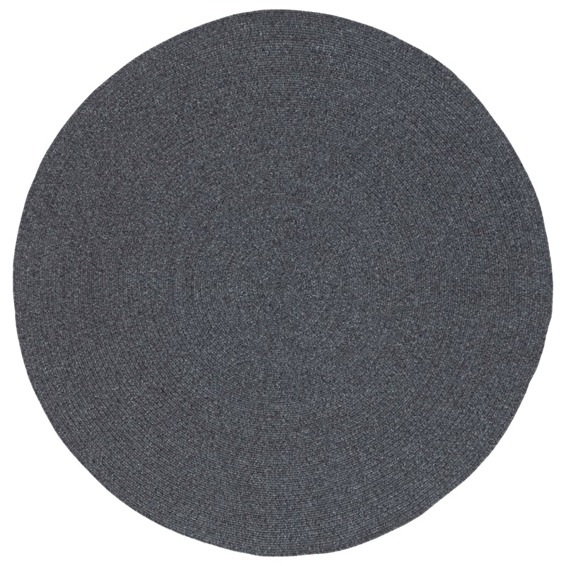 Safavieh Braided 3' X 3' Round Hand Woven Rug in Black / Gray