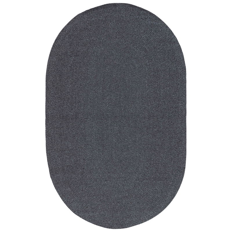 Safavieh Braided 4' X 6' Oval Hand Woven Rug in Black / Gray