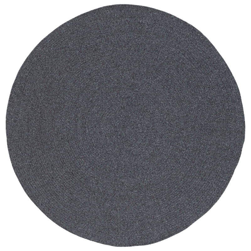 Safavieh Braided 4' X 4' Round Hand Woven Rug in Black / Gray
