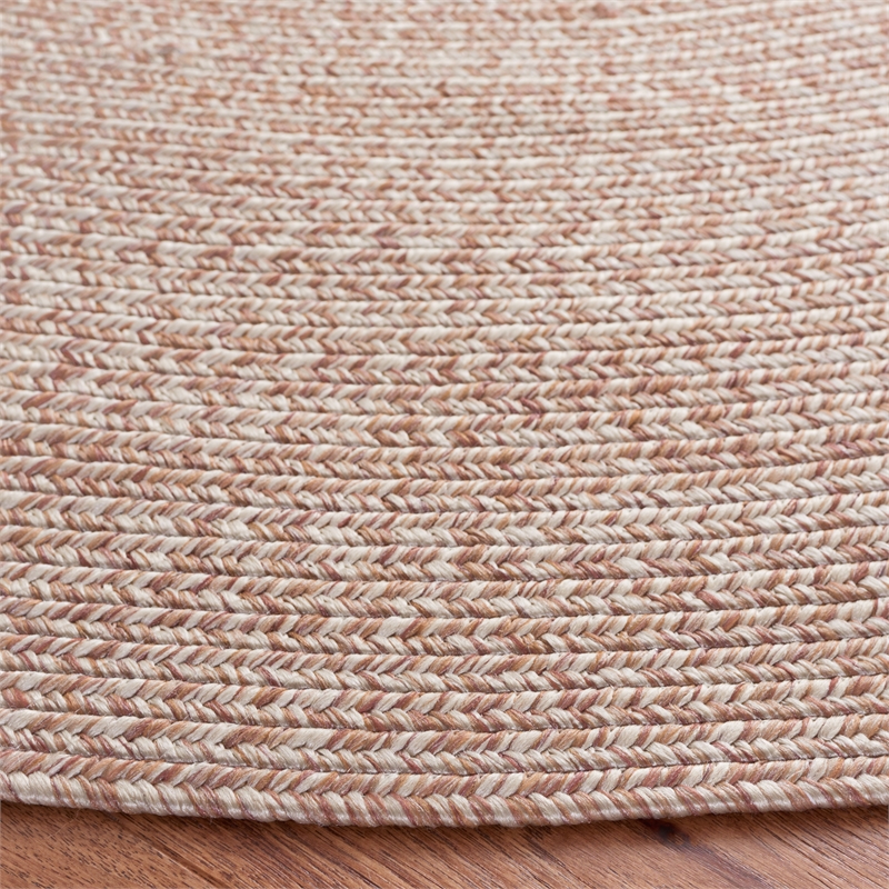 Safavieh Braided 3' X 3' Round Hand Woven Rug in Beige/ Ivory
