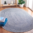 Safavieh Braided 4' X 6' Oval Hand Woven Rug in Navy / Ivory
