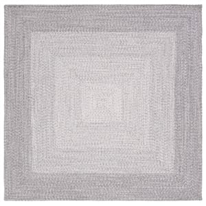 Safavieh Braided 7' X 7' Square Hand Woven Rug in Gray / Ivory