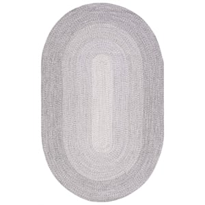 Safavieh Braided 8' X 10' Oval Hand Woven Rug in Gray / Ivory