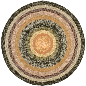 Safavieh Braided 5'-0&quot x 5'-0&quot Round Hand Woven Rug in Green / Orange