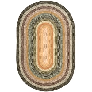 Safavieh Braided 7'-0&quot x 10'-0&quot Oval Hand Woven Rug in Green / Orange