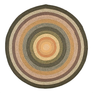 Safavieh Braided 9'-0&quot x 9'-0&quot Round Hand Woven Rug in Green / Orange