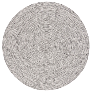 Safavieh Braided 4' X 4' Round Hand Woven Rug in Gray / Ivory