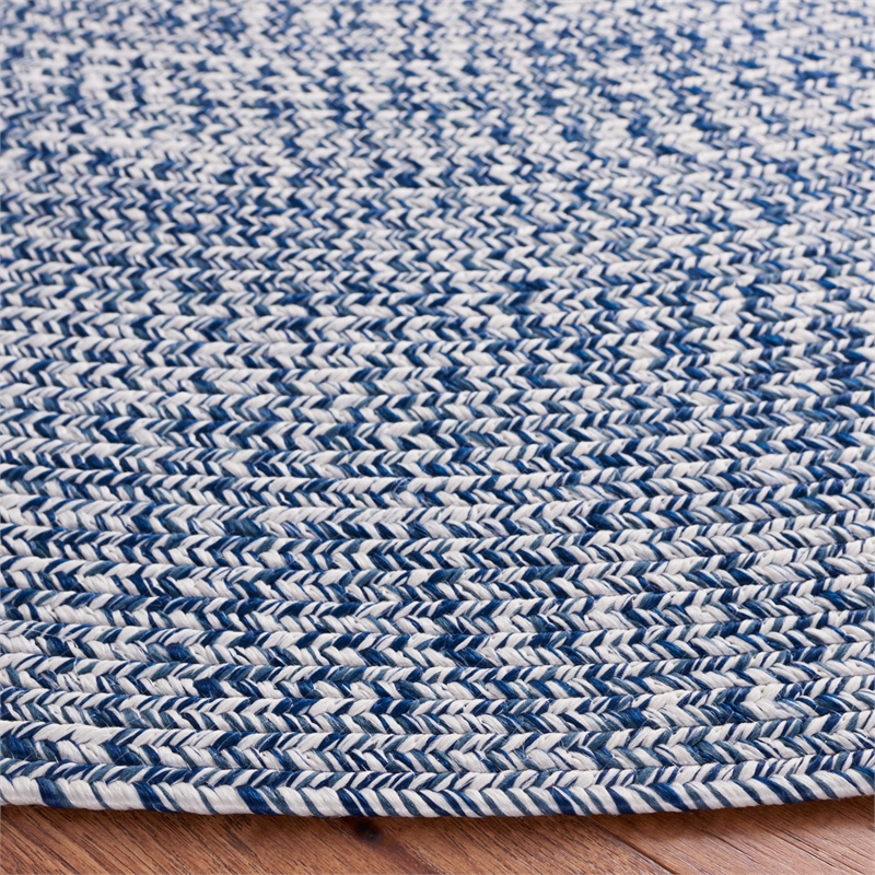 Safavieh Braided 9' X 9' Round Hand Woven Rug in Navy / Ivory