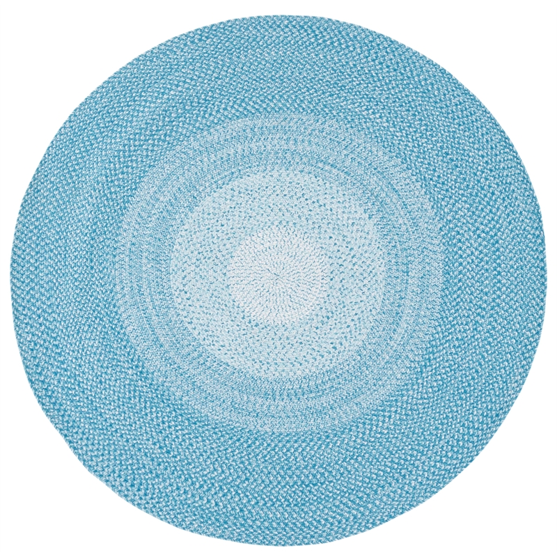 Safavieh Braided 4' X 4' Round Hand Woven Rug in Aqua / Ivory