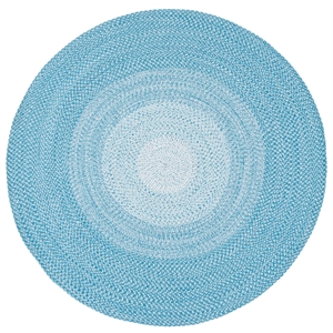 Safavieh Braided 4' X 4' Round Hand Woven Rug in Aqua / Ivory