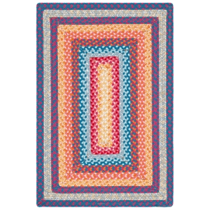 Safavieh Braided  5'-0&quot x 5'-0&quot Square Hand Woven Rug in Red / Orange
