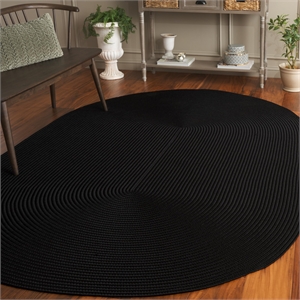Safavieh Braided  3'-0&quot x 5'-0&quot Oval Hand Woven Rug in Black