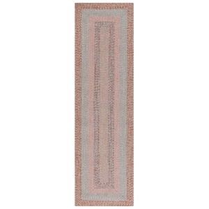 Safavieh Braided 2'-3&quot x 8'-0&quot Hand Woven Rug in Brown / Pink