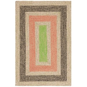 Safavieh Braided 5'-0&quot x 5'-0&quot Round Hand Woven Rug in Black / Green