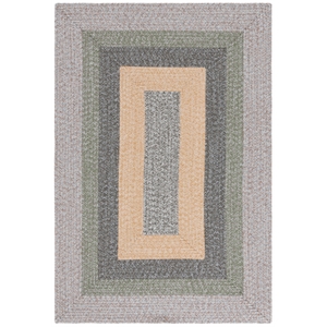 Safavieh Braided 3'-0&quot x 3'-0&quot Round Hand Woven Rug in Gray / Green