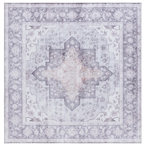 Safavieh Tucson 4'-0&quot x 4'-0&quot Polyester Power Loomed Rug in Purple / Sage