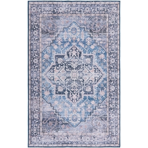 Safavieh Tucson 10'-0&quot x 14'-0&quot Polyester Power Loomed Rug in Blue / Charcoal