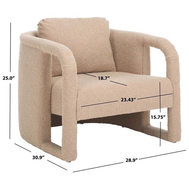 Safavieh Fifer Pine and Polyester Accent Chair in Tan