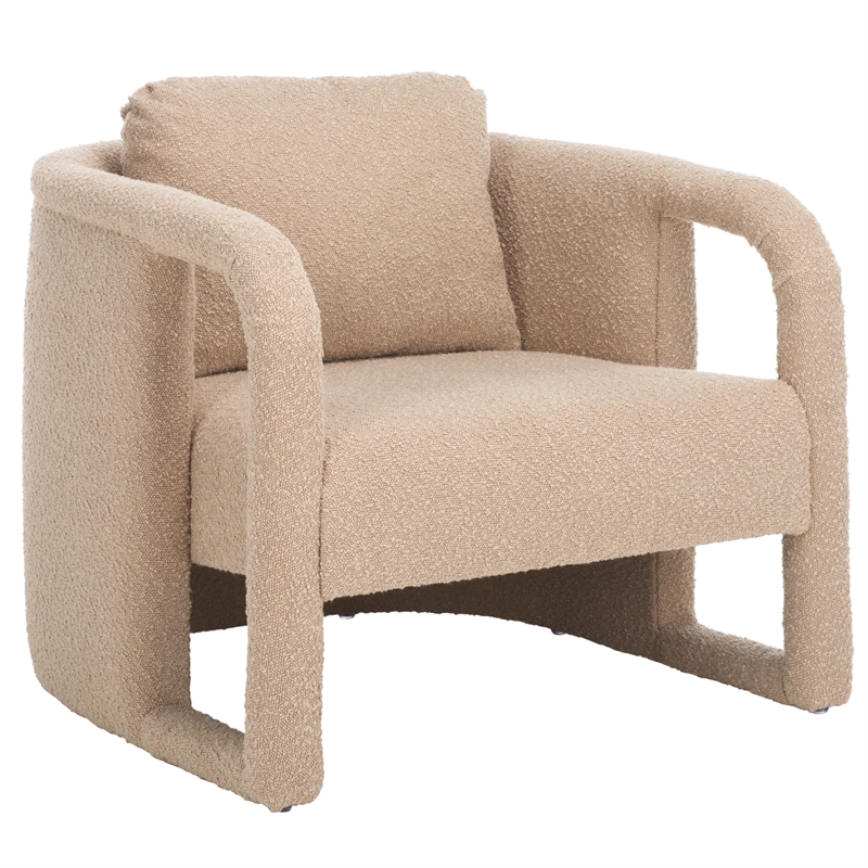 Safavieh Fifer Pine and Polyester Accent Chair in Tan