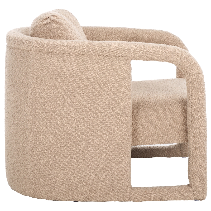 Safavieh Fifer Pine and Polyester Accent Chair in Tan