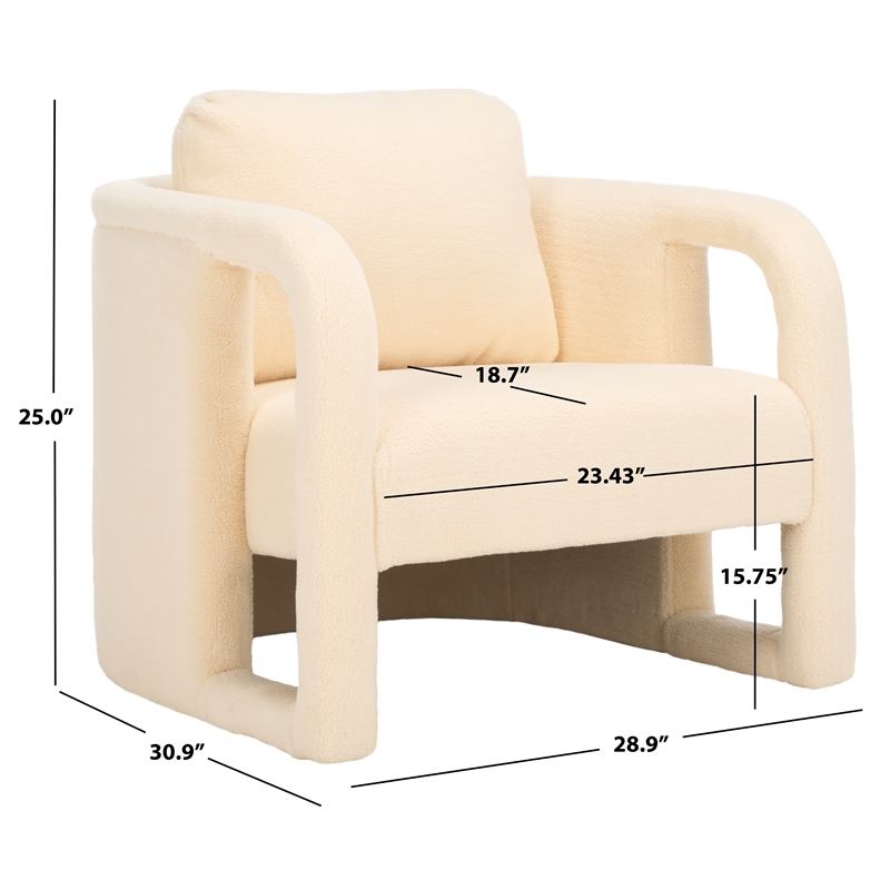 Safavieh Fifer Pine and Polyester Accent Chair in Cream