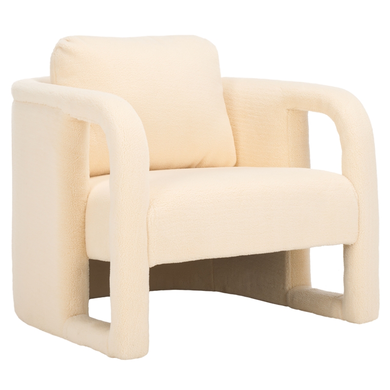 Safavieh Fifer Pine and Polyester Accent Chair in Cream