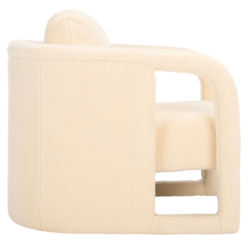 Safavieh Fifer Pine and Polyester Accent Chair in Cream