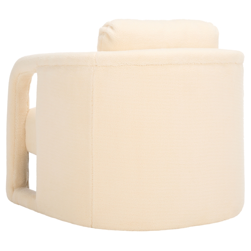 Safavieh Fifer Pine and Polyester Accent Chair in Cream