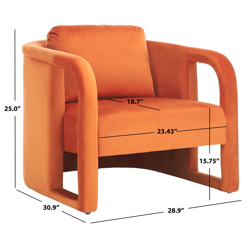 Safavieh Fifer Pine and Velvet Accent Chair in Rust