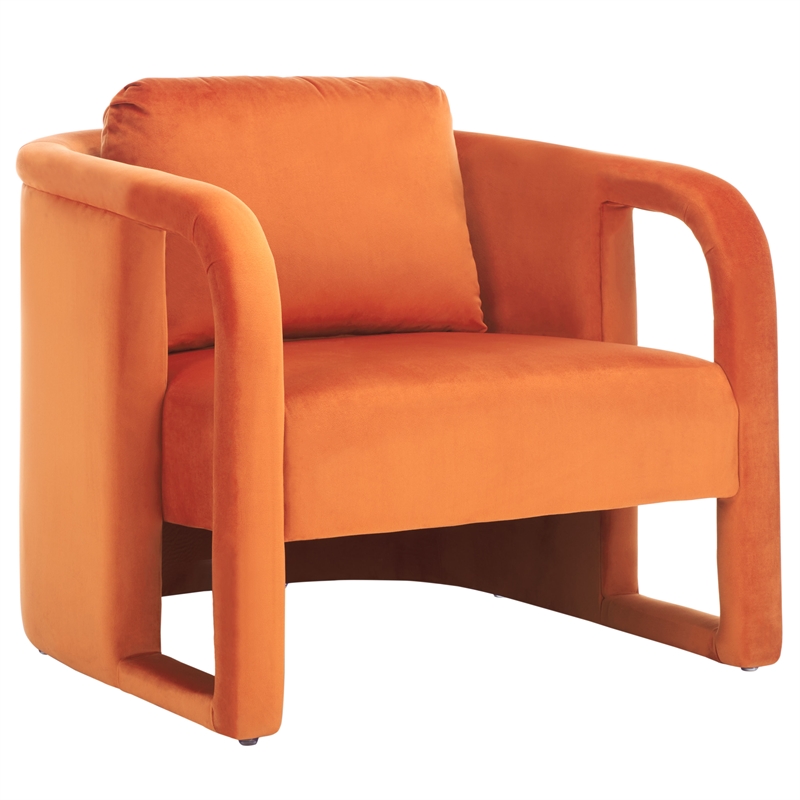 Safavieh Fifer Pine and Velvet Accent Chair in Rust