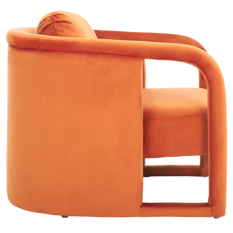 Safavieh Fifer Pine and Velvet Accent Chair in Rust