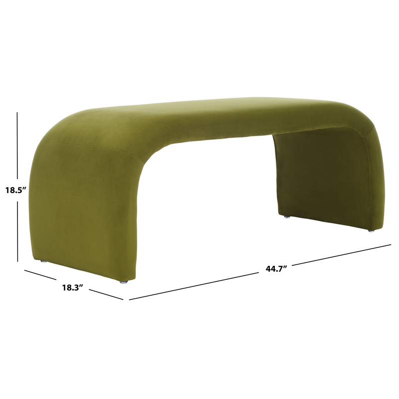 Safavieh Tenko Pine and Velvet  Bench in Olive